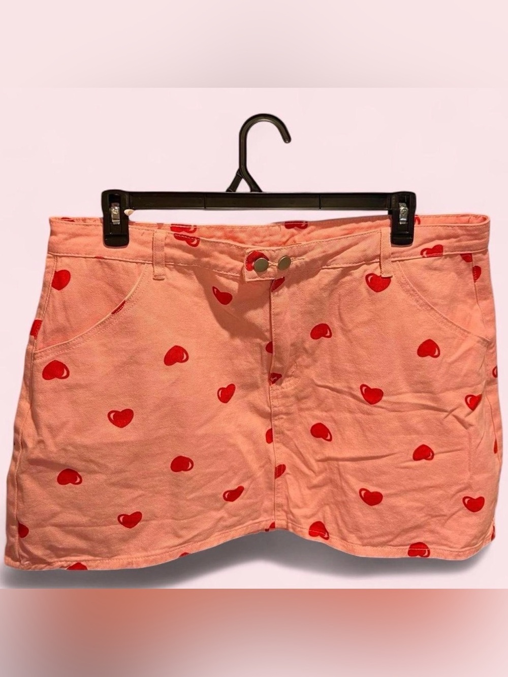 Y2K Pink Mini Skirt 3XL Heart Print